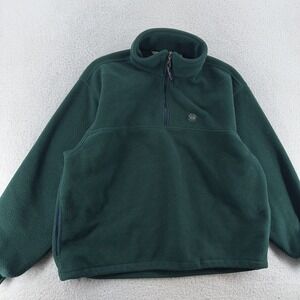 Eddie Bauer Fleece Pullover Mens XL Dark Green‎ Half Zip Outdoors Warm Sweater